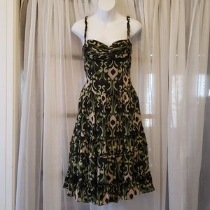 I C E brand Green Black Chiffon Dress